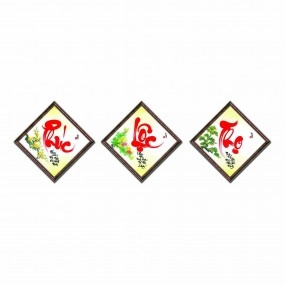 Tranh thư pháp vẽ tay chữ -PHÚC-LỘC-THỌ-
